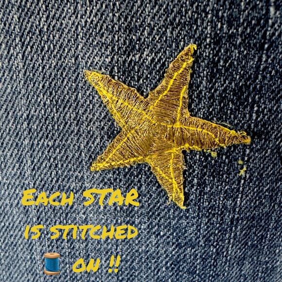 "the DIVA" Womens JEANS with STRETCH Game~Day Party GLAM EMBELLISHED GOLD STARS - Picture 4 of 13